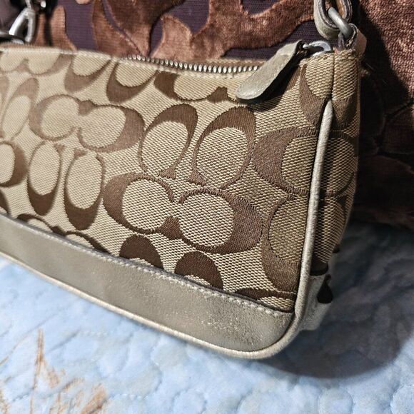 2005 Metallic champagne suede y2k Coach Demi Shoulder Bag - Picture 3 of 7